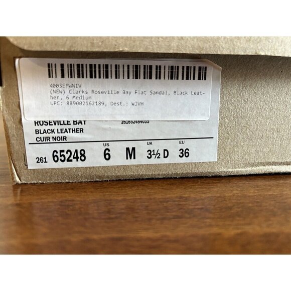 Clarks Women's Roseville Bay Flat Sandal Black Ankle Strap Open Toe NEW 6 M - Picture 5 of 7